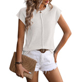 Jade | Damen Strick-Top Kurzarm Rundhals Sommer Casual – Weiß