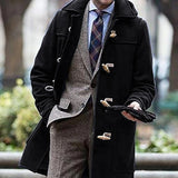 Herren eleganter Dufflecoat aus hochwertiger Wolle Aliams – Schwarz
