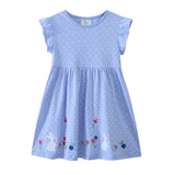 Mädchen Kurzarm Kleid mit fließendem Schnitt und süßem Hasenmotiv Drune – Grün