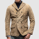 Herren modische Premium Wildlederjacke im Layering-Stil Aliams – Khaki