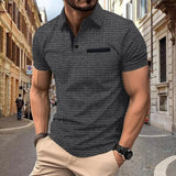 Herren modisches Kurzarm-Polohemd mit strukturiertem Design Aliams – Dunkelgrau