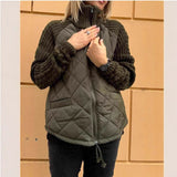 Kayla | Steppjacke Mit Strickärmeln Und Reißverschluss – Armeegrün
