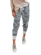 Damen nan lässige Camouflage Jogginghose mit Kordelzug und gerippten Bündchen Drune – Dunkelgrau