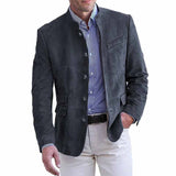 Herren elegante Wildlederjacke im modischen Schnitt Aliams – Dunkelgrau