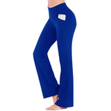 Damen nan ausgestellte Highwaist Yogahose mit seitlicher Handytasche und formendem Komfortbund Drune – Blau