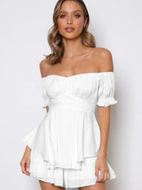 Filomena | Sommer Off-Shoulder Minikleid – Weiß
