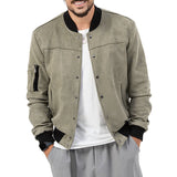 Herren stylische Wildlederjacke mit praktischen Reißverschlusstaschen Aliams – Aprikos