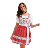 Damen nan kurzes traditionelles Dirndlkleid mit Spitzenbluse, Schnürung und dekorativer Schürze Drune – 8002 Rot