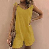 Addison – Jumpsuit Mit Schleifen-Trägern Und Taschen – Gelb