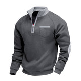Trond – Fleece Sweatshirt Mit Viertelreißverschluss – Grau