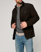 Herren Wildlederjacke mit modernem Schnitt und praktischen Taschen Aliams – Vintagebraun
