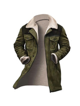 Herren stylische Lammfell-Bomberjacke mit warmem Teddyfell-Futter Aliams – Olivgrün