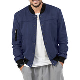 Herren stylische Wildlederjacke mit praktischen Reißverschlusstaschen Aliams – Marineblau
