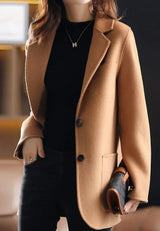 Tweedcharm – dicker damenblazer für herbst und winter – Braun