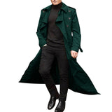 Herren eleganter Trenchcoat mit modernem Schnitt Aliams – Schwarzgrün
