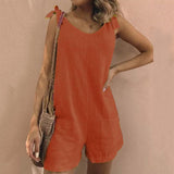 Addison – Jumpsuit Mit Schleifen-Trägern Und Taschen – Orange