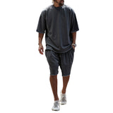 Herren lässiges Premium Freizeit-Set mit Oversized T-Shirt und lockeren Shorts Aliams – Dunkelgrau