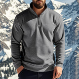Herren nan halbhoher Reißverschluss-Sweatpullover mit Stehkragen weichem Fleecefutter und elastischen Bündchen Drune – Dunkelgrau