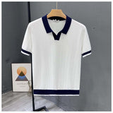 Daniel | Kontrastkragen Kurzarm Poloshirt – Weiß