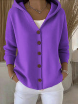 Damen nan Kapuzen-Cardigan mit Knopfleiste und lässiger Oversize-Passform Drune – Violett