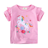 Mädchen T-Shirt mit zauberhaftem Einhorn-Motiv und Rüschendetail Drune – Blau