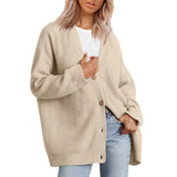Damen-Strickjacke in Übergrößer | Gestreift – Beige