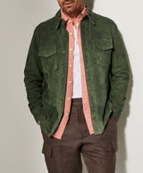 Herren Wildlederjacke mit stilvollen Pattentaschen Aliams – Grün