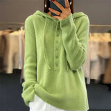 Tyra – pullover mit lockerer kapuze und strickpullover mit schnürverschluss – Apfelgrün