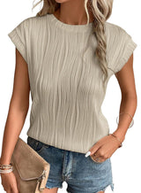 Locker sitzendes Tee mit Rundhalsausschnitt für Frauen - weich und stilvoll – Beige
