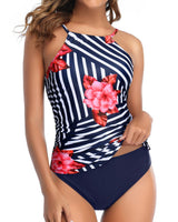 Damen Tankini-Oberteil mit elegantem Raffung und floralem Design Drune – Rottöne