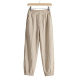 Damen nan relaxed-fit Haremshose aus Leinenmix mit Tunnelzugbund und elastischen Knöchelbündchen Drune – Khaki