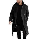Herren eleganter Wollmantel mit klassischem Revers und doppelter Knopfleiste Aliams – Schwarz
