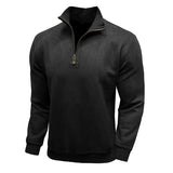 Herren pflegeleichter Fleece-Pullover mit Stehkragen Aliams – Schwarz