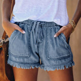 Stylische Damen Shorts – Leichte Sommerhose mit hoher Taille für Damen – Marine