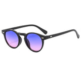 Runde Sonnenbrille mit halbtransparenter Fassung für Herren | Ideal für den täglichen Gebrauch im Freien – Blau-Rosa