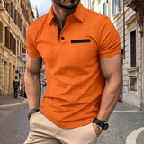 Herren modisches Kurzarm-Polohemd mit strukturiertem Design Aliams – Orange