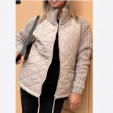 Kayla | Steppjacke Mit Strickärmeln Und Reißverschluss – Khaki