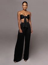 Gesine | Stylisches Schnür-Top-Set für Frauen – Schwarz
