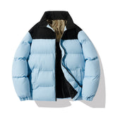 Gefütterte Herren Steppjacke mit hohem Kragen – Himmelblau
