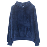 Unisex nan kuscheliger Teddy-Fleece Hoodie mit überlanger Passform und Kängurutasche Drune – Navyblau