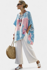 Valentina – Top aus bequemem, essenziellem Leinen und gestreifte Bambushosen – Floral