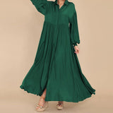 Damen Fließendes Button-Up Maxi-Kleid Drune – Grün