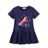 Mädchen T-Shirt Kleid mit zauberhaftem Einhornmotiv Drune – Grau