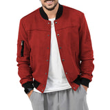 Herren stylische Wildlederjacke mit praktischen Reißverschlusstaschen Aliams – Kastanienbraun