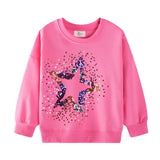Mädchen Sweatshirt mit glitzerndem Sternenmotiv Drune – Violett