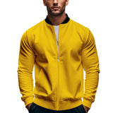 Herren nan schmale Zip-Bomberjacke aus weichem Sweat mit Stehkragen und seitlichen Eingrifftaschen Drune – Gelb