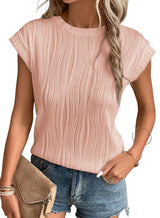 Locker sitzendes Tee mit Rundhalsausschnitt für Frauen - weich und stilvoll – Rosa