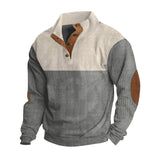 Herren modischer Stehkragen-Pullover mit eleganten Knöpfen Aliams – Grau