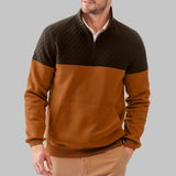 Herren gemütlicher Fleece-Pullover mit Stehkragen Aliams – Braun
