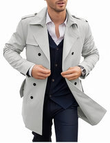 Herren eleganter Trenchcoat mit doppelter Knopfleiste und hochwertigem Innenfutter Aliams – Hellgrau